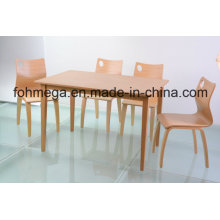 All Wood 4 Seater Dining Table Set for Restaurant (FOH-NCP17)